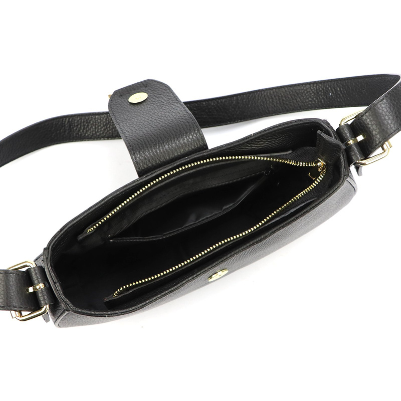 Vera Pelle damska listonoszka z kieszenią torebka na ramię skóra naturalna