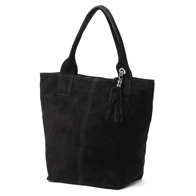 Vera Pelle damska shopperbag skóra naturalna zamszowa torebka na ramię duża