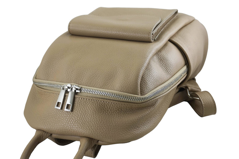 Damski plecak miejski skórzany - Beżowy