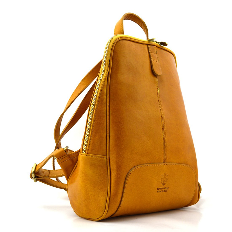 Florence Miejski Damski plecak skóra naturalna z kieszeniami na suwak