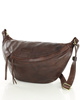 Duża nerka skórzana torebka przez ramię półksiężyc - MARCO MAZZINI ciemny brąz