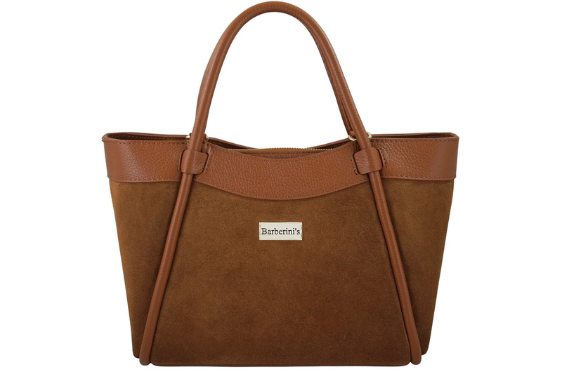 Elegancka torebka ze skóry zamszowej - Brązowa jasna