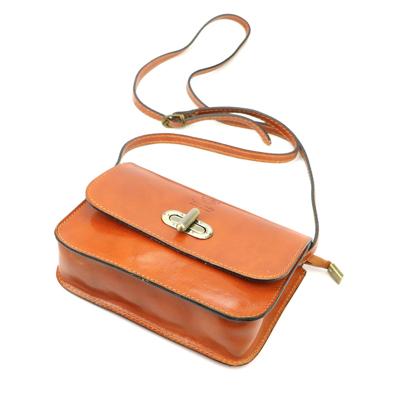 Florence Skórzana elegancka damska listonoszka torebka na ramię z klapą