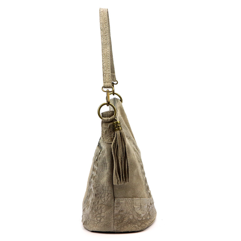 Luka damska listonoszka skóra naturalna wzór krokodyla z kieszeniami