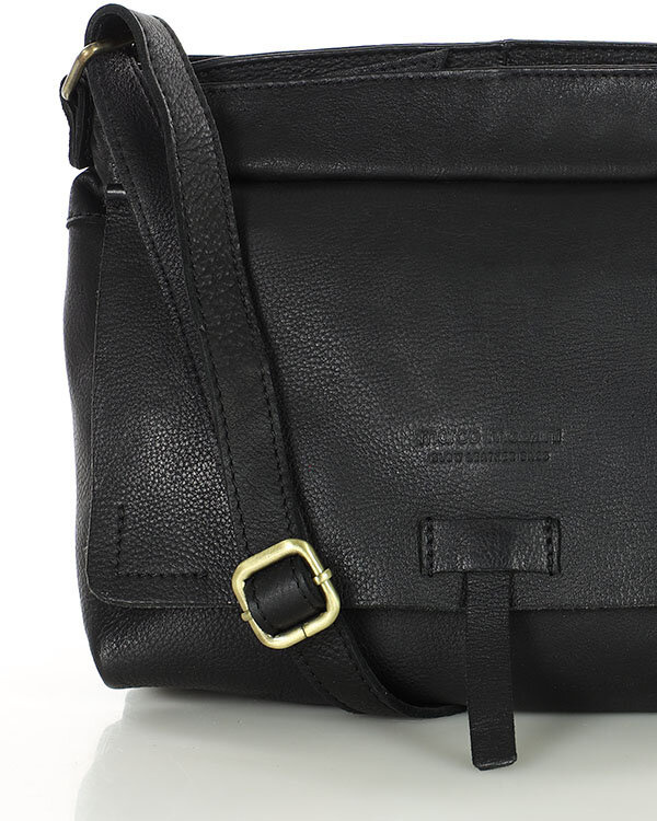 Torebka skórzana listonoszka damska messenger bag - MARCO MAZZINI czarny