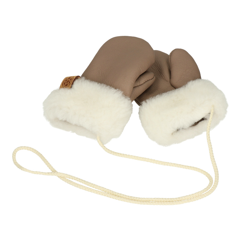 Ciepłe Dziecięce rękawiczki z kożucha 1 palec wełna sznurek Podhale