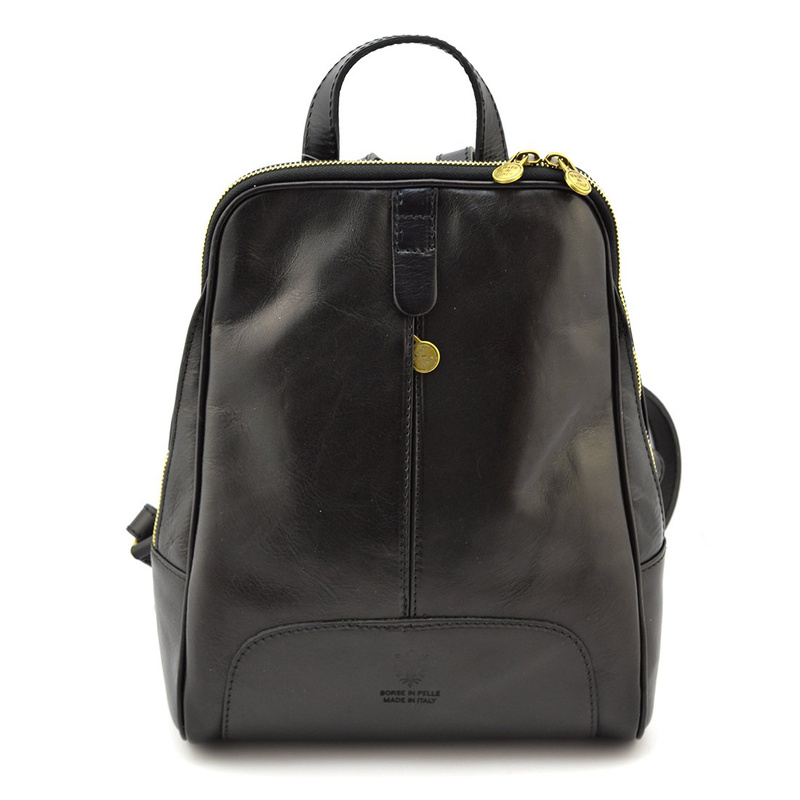 Florence Miejski Damski plecak skóra naturalna z kieszeniami na suwak