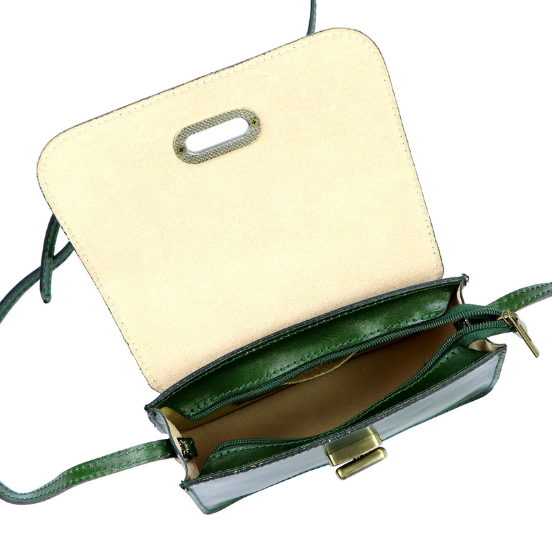 Florence Skórzana elegancka damska listonoszka torebka na ramię z klapą