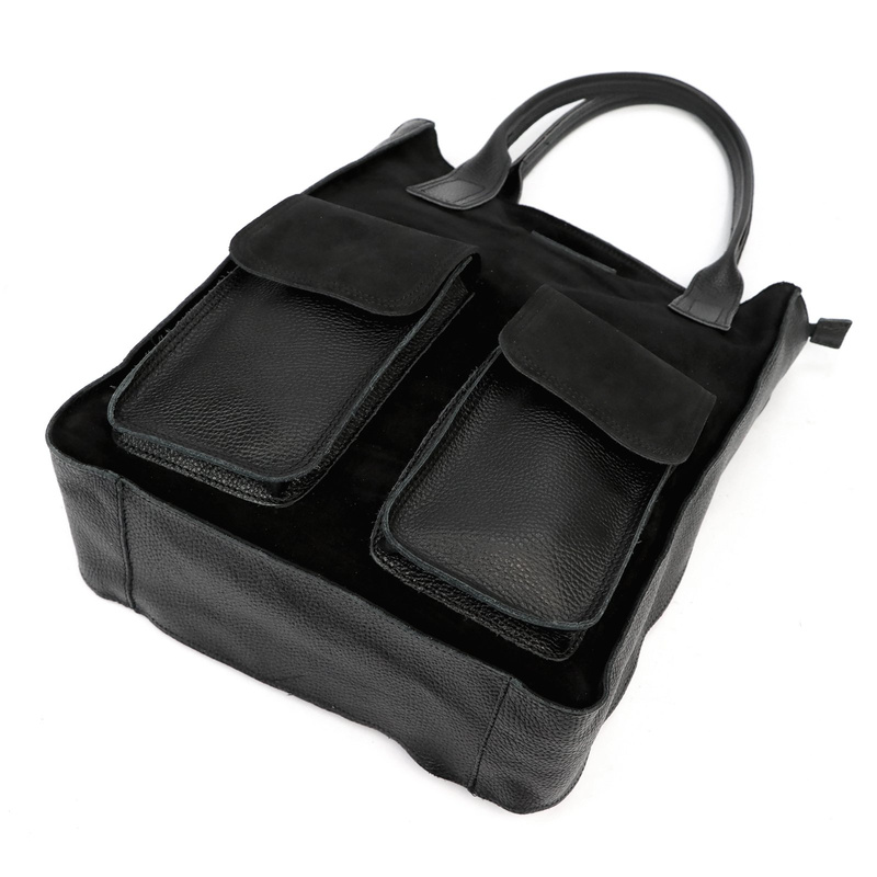 Torebka na ramię Duża damska shopperbag z kieszeniami skórzana Angelo