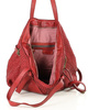 Oryginalna torebka pleciona damska skórzany shopper bag - MARCO MAZZINI bordowy czerwony