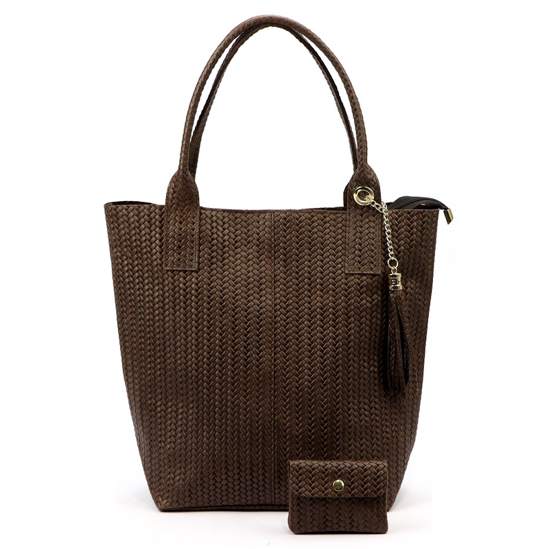 Vera Pelle damska shopperbag z dwoma etui torebka portfel skóra naturalna