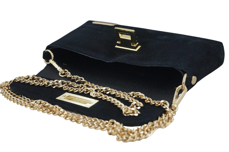 Zamszowa kopertówka na łańcuszku Barberinis - Czarna