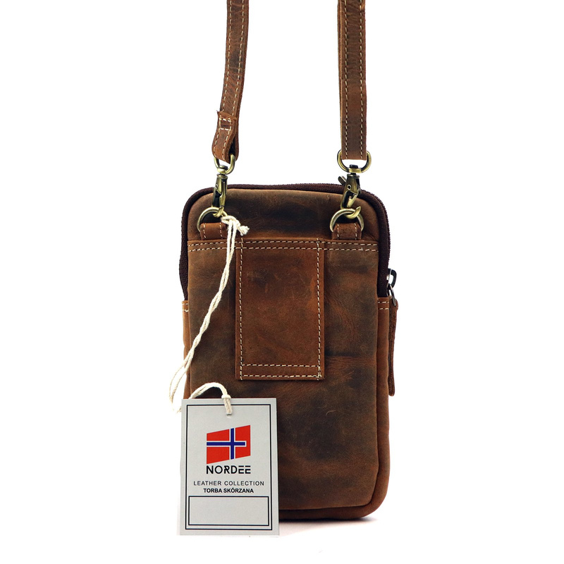 Nordee męska saszetka skóra naturalna mała torba na ramię z kieszeniami
