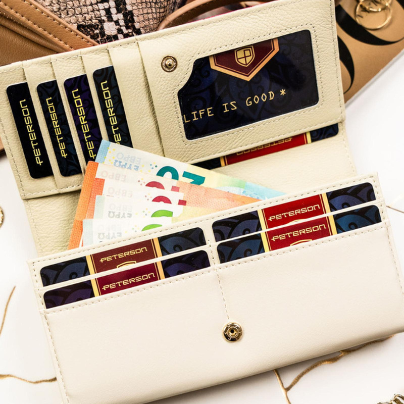 skóra naturalna + Damski portfel ze skóry ekologicznej Peterson PTN PX20-PF1