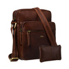 Miejska torba męska ze skóry naturalnej w brązowym kolorze, zawieszona na regulowanym pasku - Peterson