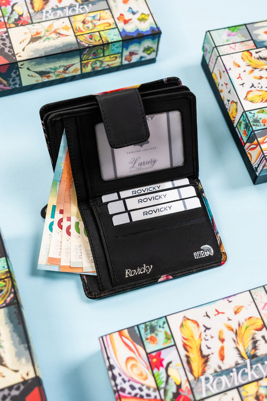 Skórzany damski portfel Rovicky R-N109-ART-20