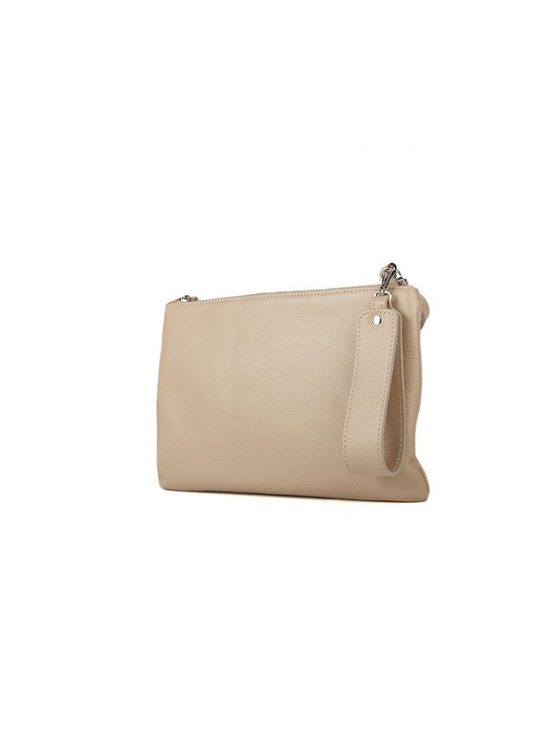 Damska skórzana listonoszka crossbody Giulia Monti GM1558 – szarobeżowa