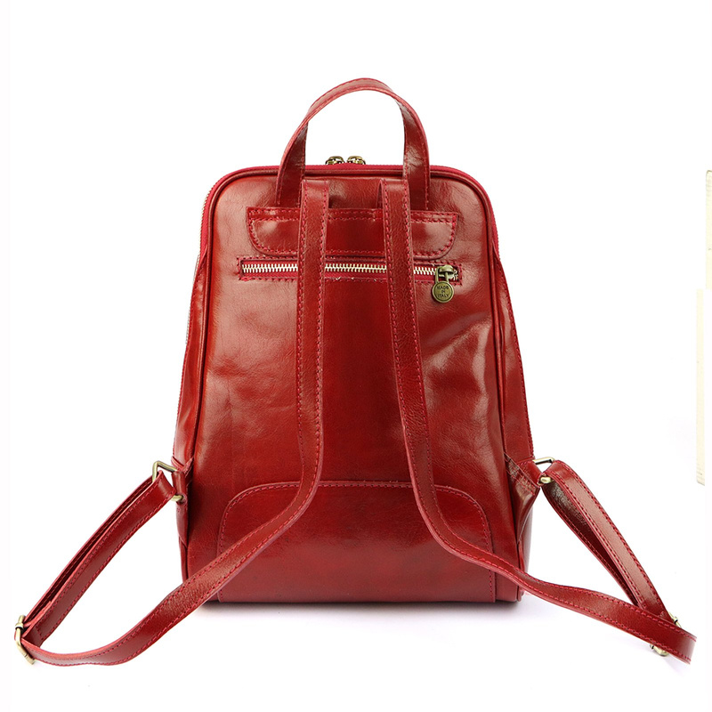 Florence Miejski Damski plecak skóra naturalna z kieszeniami na suwak