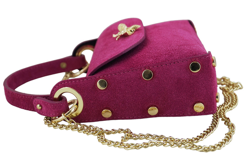 Zamszowa torebka wizytowa - Fuksja