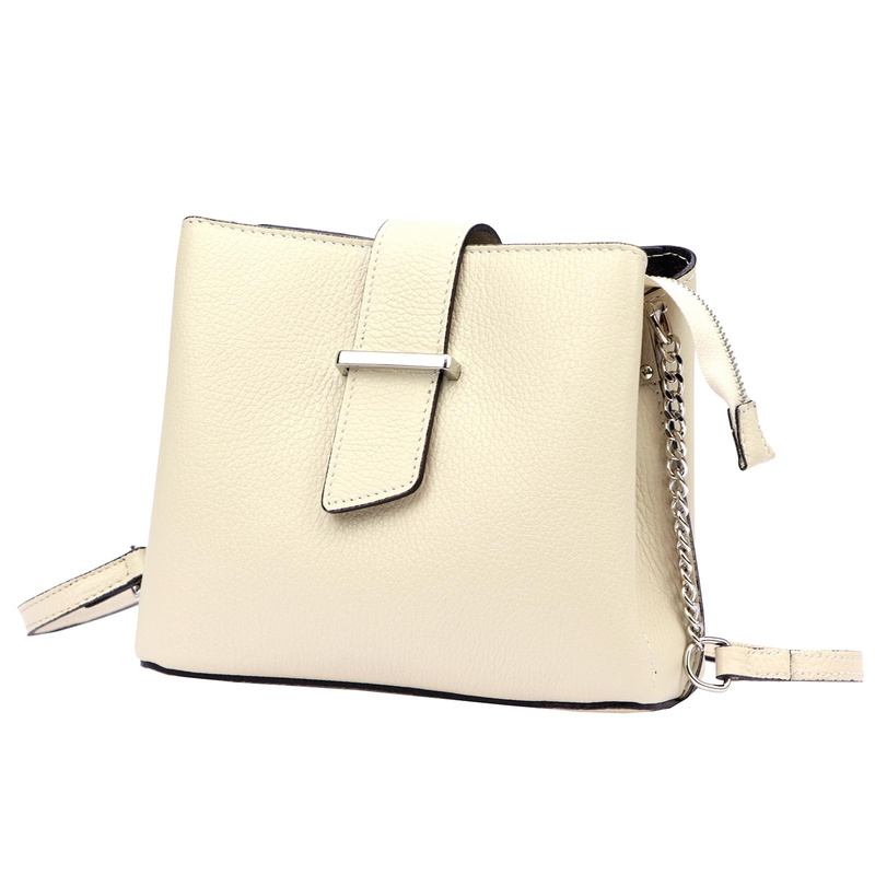 Luka damska listonoszka na ramię skóra naturalna elegancka dwukomorowa