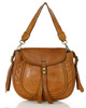 Marco Mazzini Torebka classic saddle bag ze skóry naturalnej na ramie brąz camel