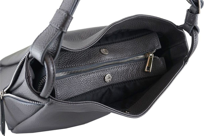 Torebka skórzana worek damska - Czarna