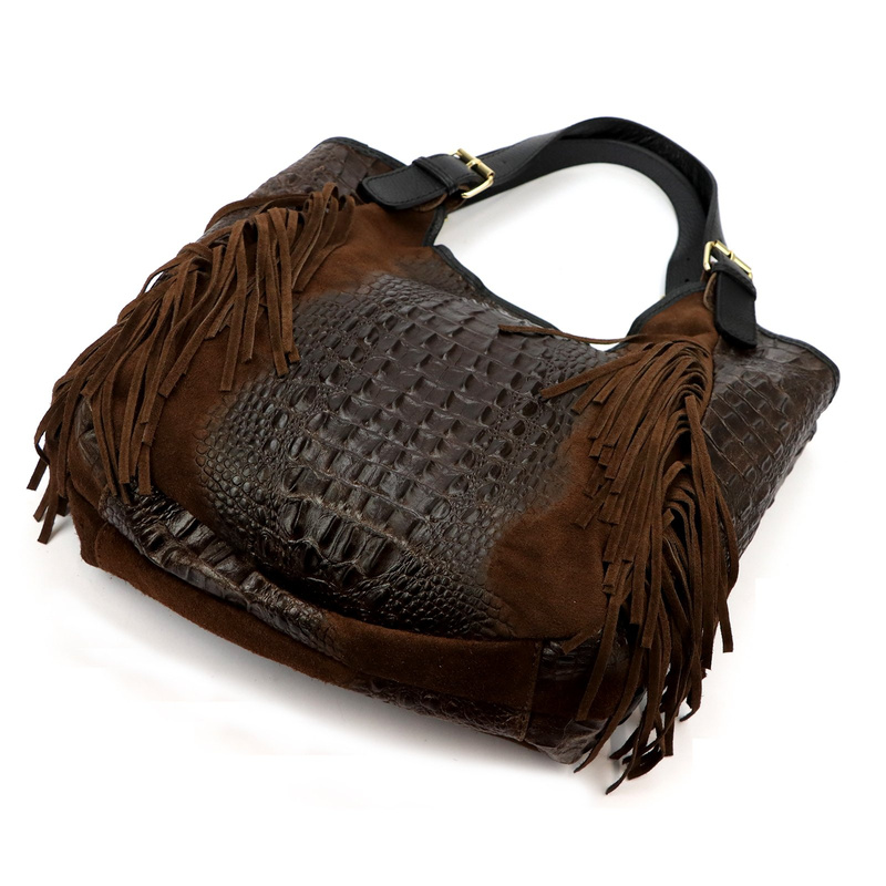 Vera Pelle damska shopperbag skórzana skóra krokodyla torebka na ramię