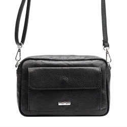 Skórzana damska listonoszka na ramię z zewnętrzną kieszenią MiaMore