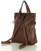 Skórzana torebka plecak z kieszenią z przodu - MARCO MAZZINI czekoladowy brąz