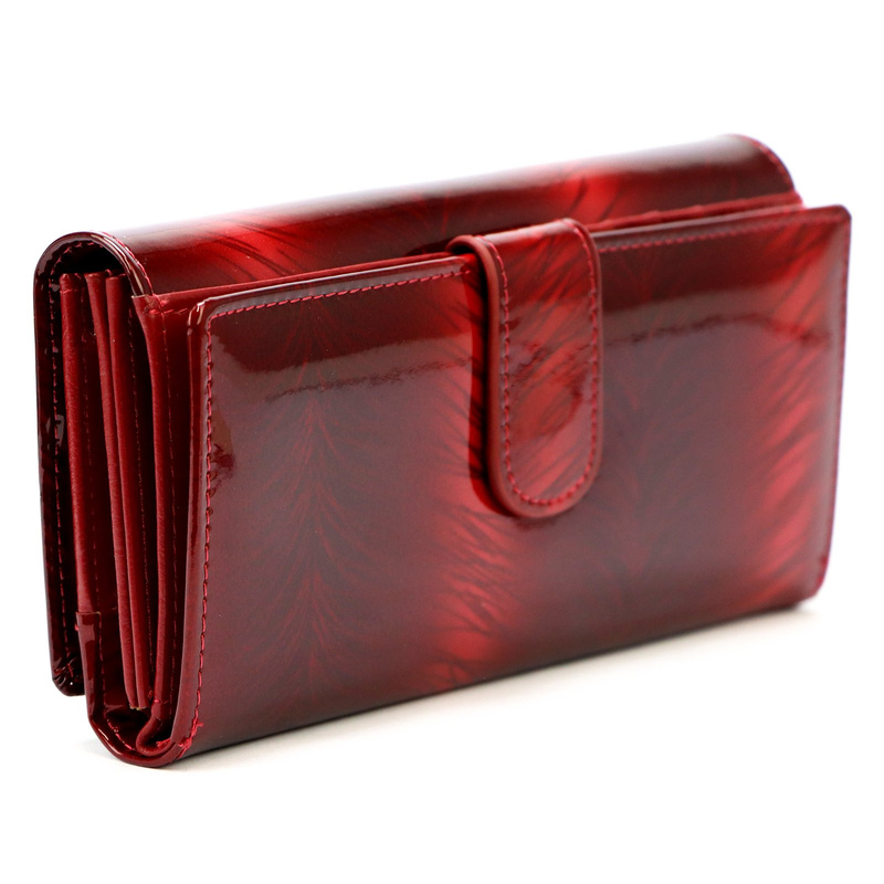 Lakierowany duży Skórzany damski portfel Gregorio