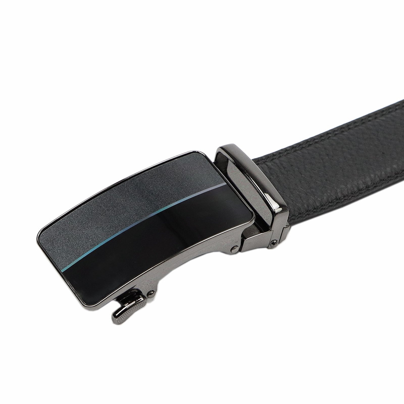 Nordee czarny męski pasek do spodni skóra naturalna z zaciskową klamrą