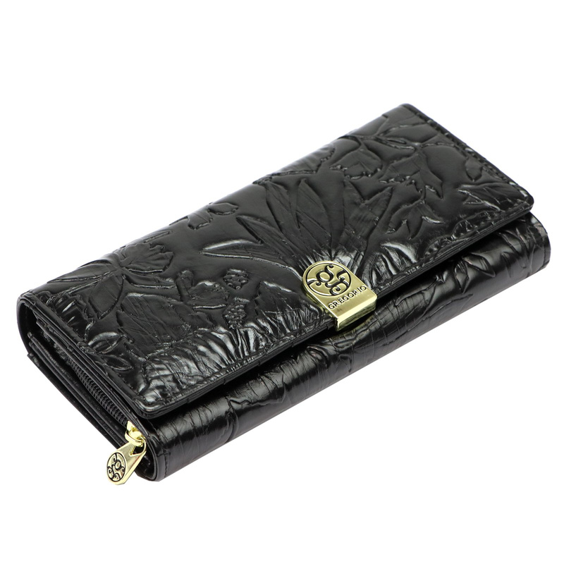 Duży Damski portfel z motywem roślinnym Gregorio