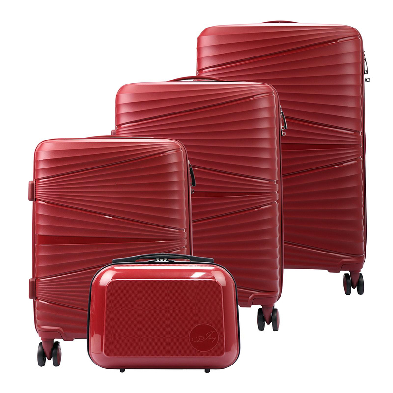 Jony zestaw trzech walizek podróżnych na kółkach z kosmetyczką ABS