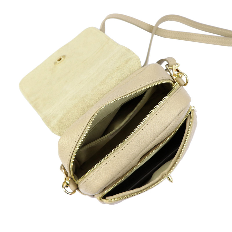 Skórzana zgrabna elegancka damska listonoszka z kieszeniami na ramię Luka