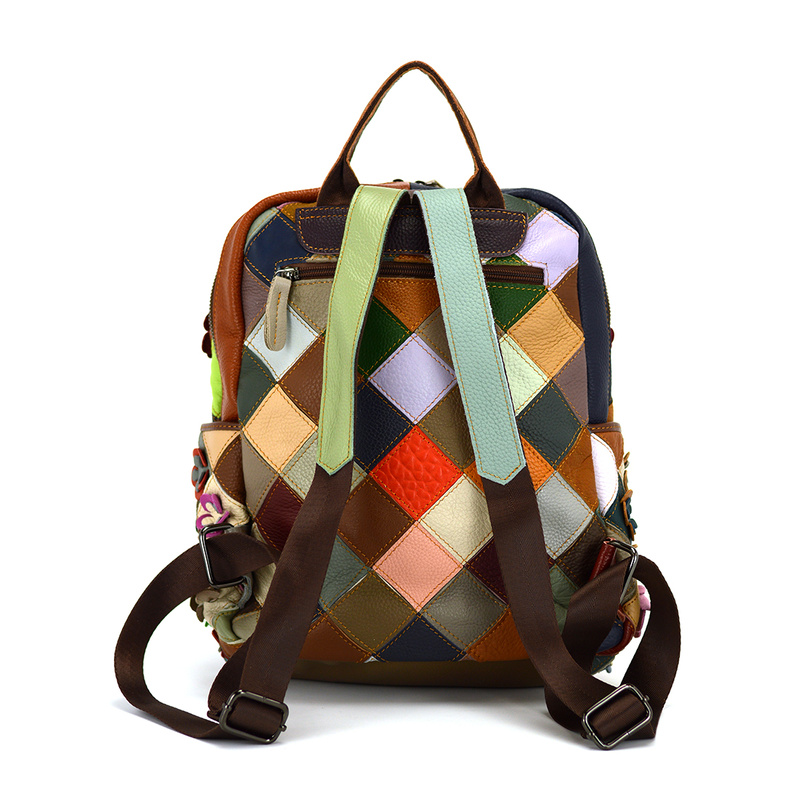 Wzorzysty damski plecak skórzany z wzorem mozaiki