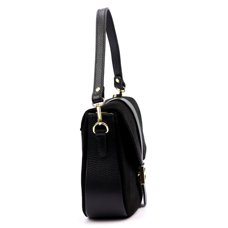 Vera Pelle Damska skórzana listonoszka torebka przez ramię z kieszenią