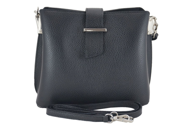 Modny kuferek skórzany damski włoski- Czarny