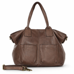 Torebka skórzana shopper bag - MAZZINI czekoladowy brąz