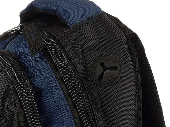 GRANATOWO-CZARNY Solidny 3KOMOROWY plecak miejski SPORTOWY duży M83