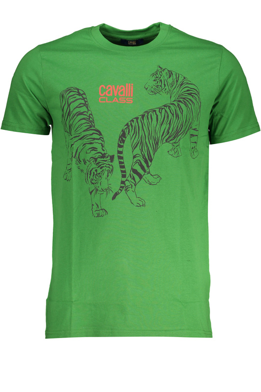ZIELONY T-SHIRT MĘSKI Z KRÓTKIM RĘKAWEM KLASY CAVALLI