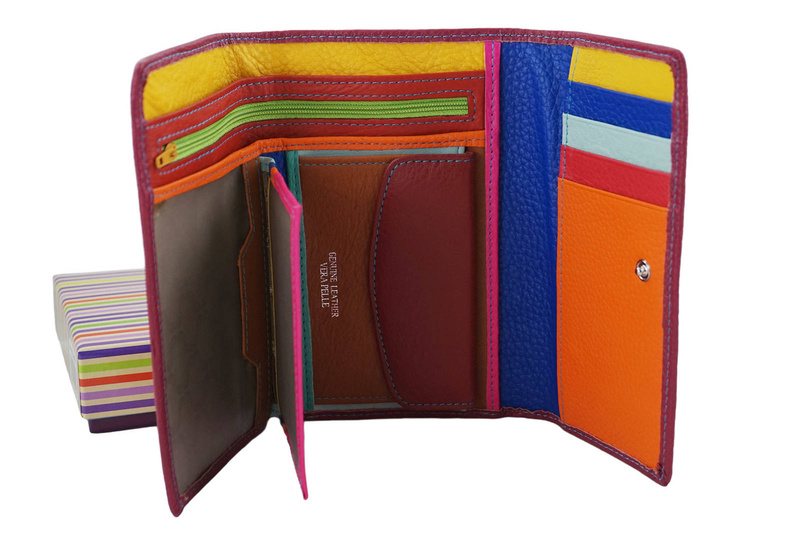 Portfel skórzany damski włoski - Fuksja