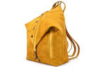 Musztardowy Włoski Stylowy Plecak Damski Skórzany Zamsz A4 W14