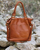 Torebka skórzana XL shopper vintage bag z kieszeniami vera pelle - MARCO MAZZINI brąz migdałowy