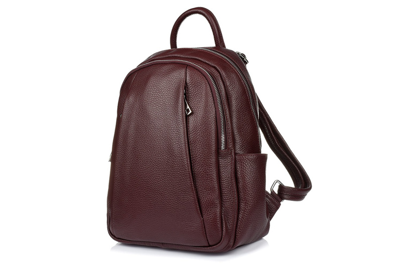 Granatowy Włoski Plecak Skórzany A4 damski dużo kieszeni C79