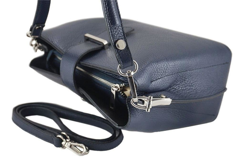 Modny kuferek skórzany damski włoski- Bordowy