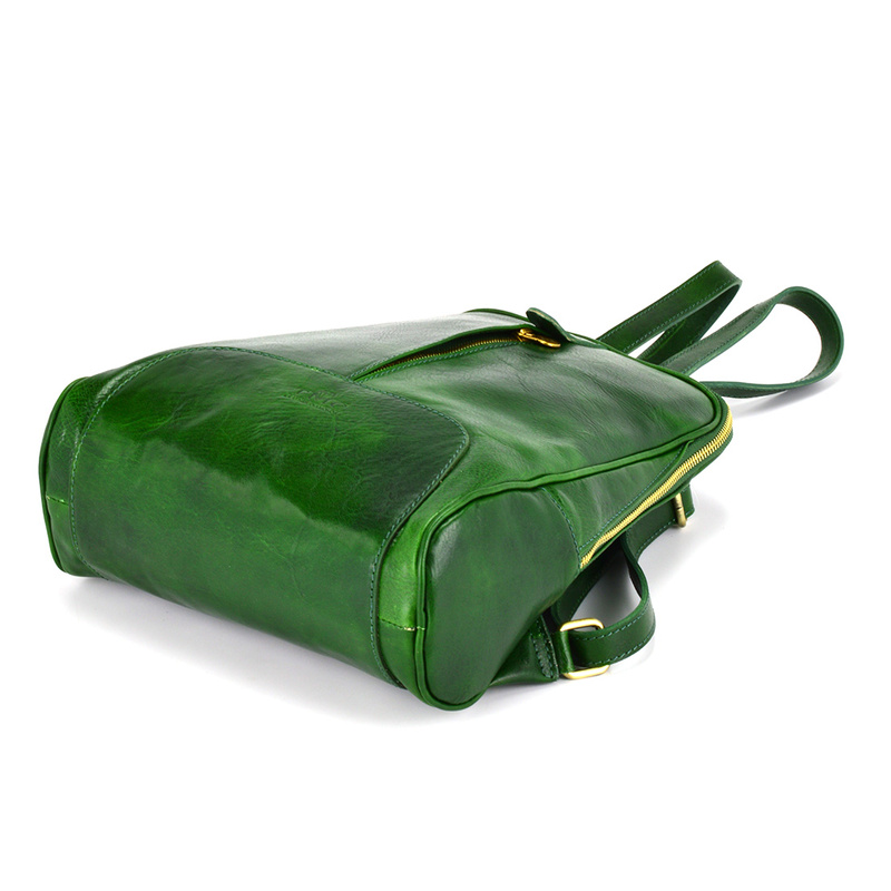 Florence Miejski Damski plecak skóra naturalna z kieszeniami na suwak