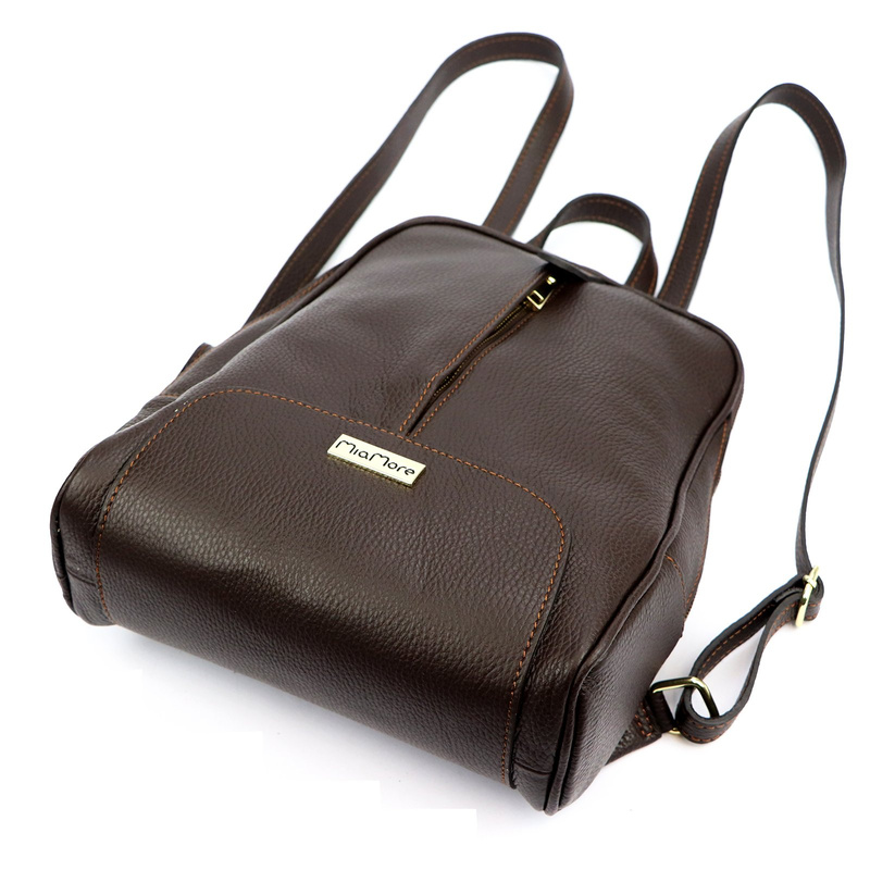 Damski miejski pojemny plecak z prawdziwej skóry z kieszeniami MiaMore