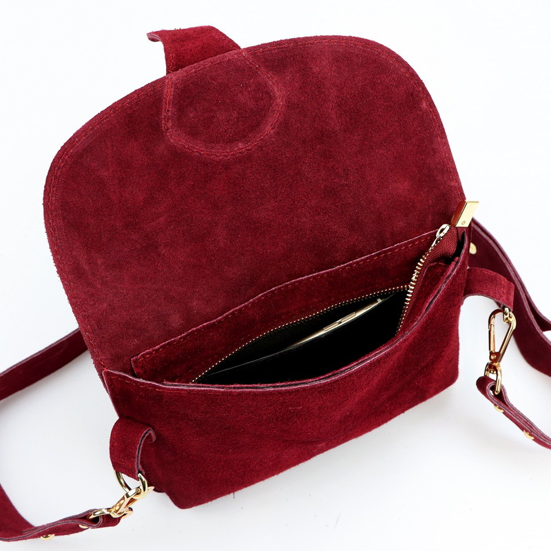 Luka zamszowa damska listonoszka torebka na ramię skórzana z kieszenią