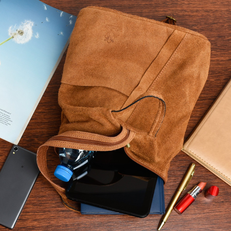 Camel Vera Pelle włoski Plecak Skórzany damski mały T53