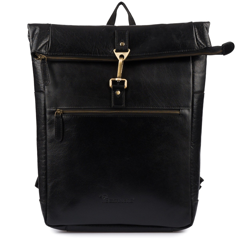 Plecak skórzany na laptopa 15,6 biznesowy duży A4 pojemny czarny premium Beltimore N19